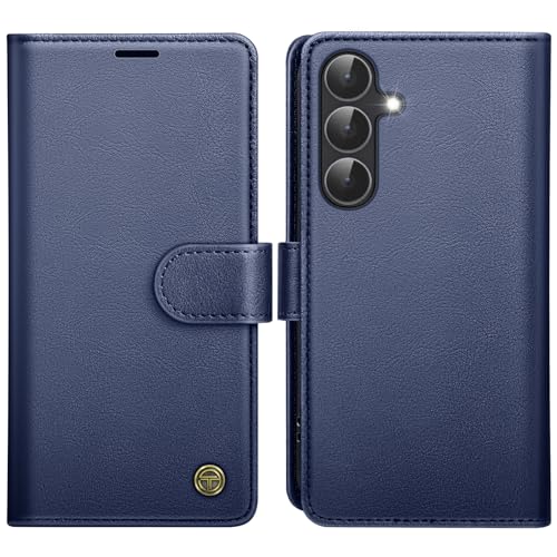 AIMOYU for Samsung Galaxy S25 FE Case Flip Wallet Leather Phone Case with [4 Card Slots] [Kickstand] [RFID Blocking] Magnetic Protective Shockproof Cover for Samsung S25 FE - Blue