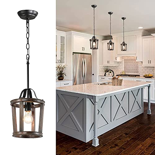 CFAGHOMEDESIGN Island Pendant Lights for Kitchen,1-Light Farmhouse Wood Hanging Light,Oak Wooden Kitchen Pendant ighting Over Island,Foyer,Eetryway,Stairway,Hallway,Dining Room,Bedroom,Living Room