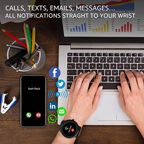 OUTAD Smart Watch with 24h Heart Rate Blood Oxygen Pressure Sleep Monitor For Android Phone iPhone, IP67 Waterproof Fitness Tracker Step Pedometer, Bluetooth Music Control Notification Reminder, Black - Thumbnail 2
