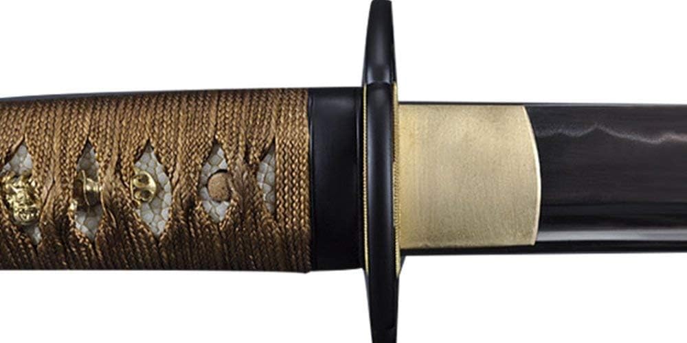 Handmade Sword - Fully Practical Samurai Katana Sword, 1045 Carbon Steel, Hand Forged Heat Tempered, Full Tang, Sharp, Brown Scabbard