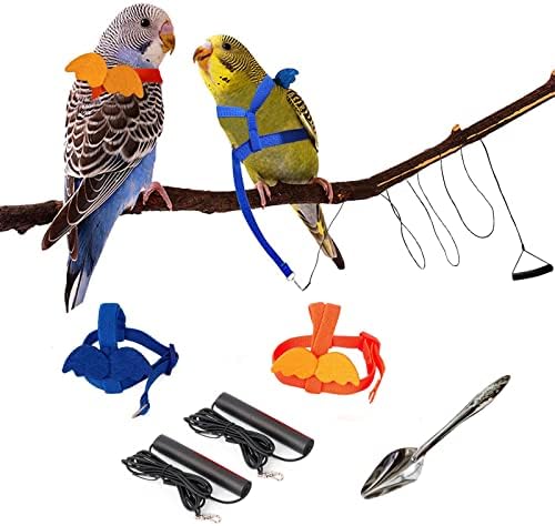 Xiapumeth Bird Harness for Parrot, 2Pcs Bird Leash for Parrots, Parakeet Leash for Outdoor Activities Training, Bird Flying Harness, Parrot Flight Harness, can‘t Birds Weighing Less Than 37 Grams