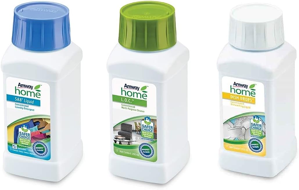 Amway Home Sparkling Box with Set of Dish Drops, Sa8 Liquid and L.o.c (200 ml Each)