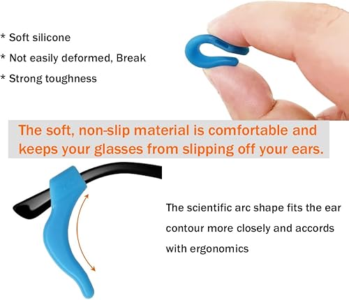 Miniatura 9 de PTSLKHN Ganchos de silicona suave para las orejas, 10 pares de agarres antideslizantes para las orejas para gafas, gafas de sol, lentes de lectura
