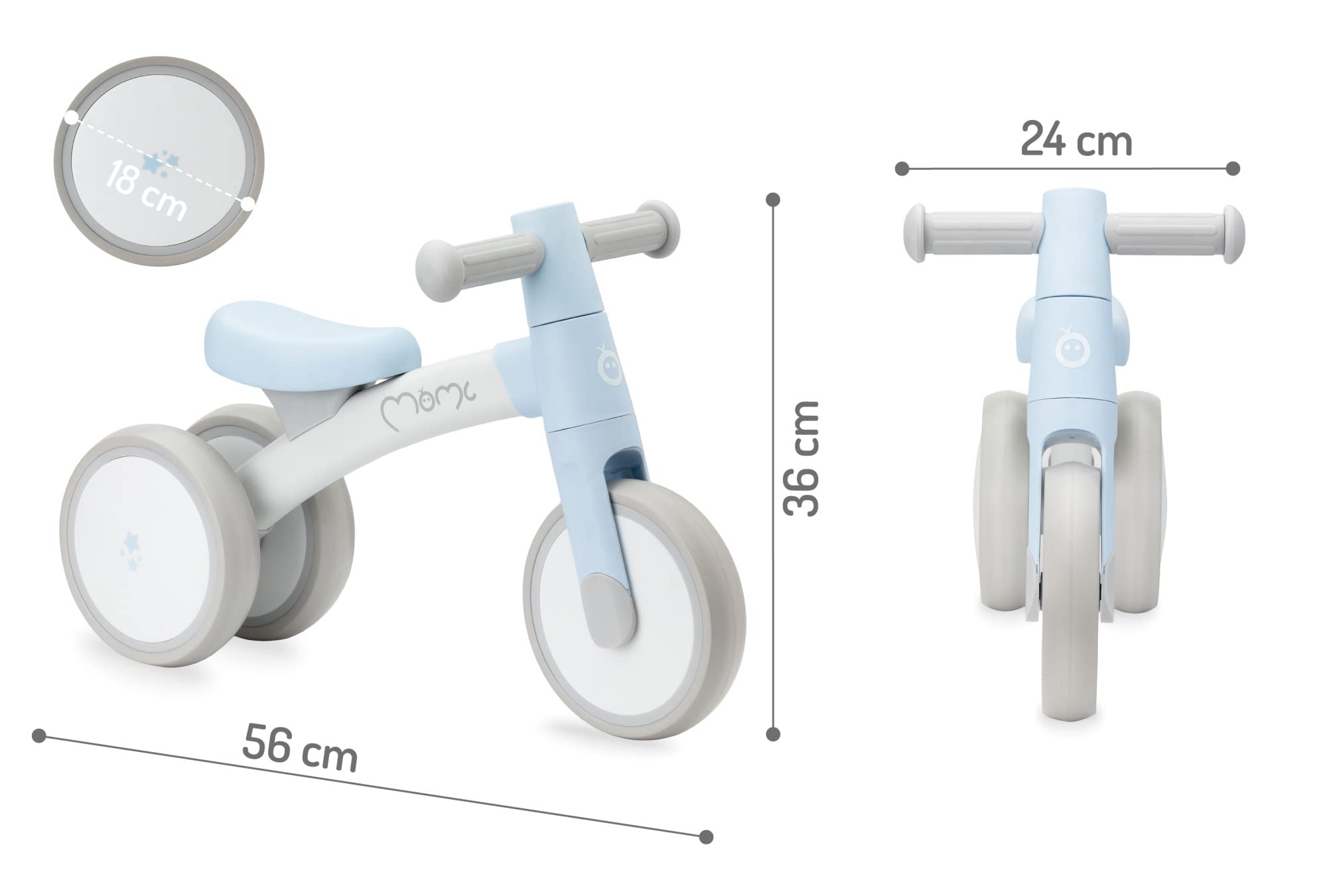 Momi Tedi dziecięcy rower biegowy dla dziewcząt i chłopców (maks. masa ciała 25 kg), mini rower trójkołowy z odpornymi na przebicie kółkami z tworzywa sztucznego, lekka metalowa rama – 1,2 kg