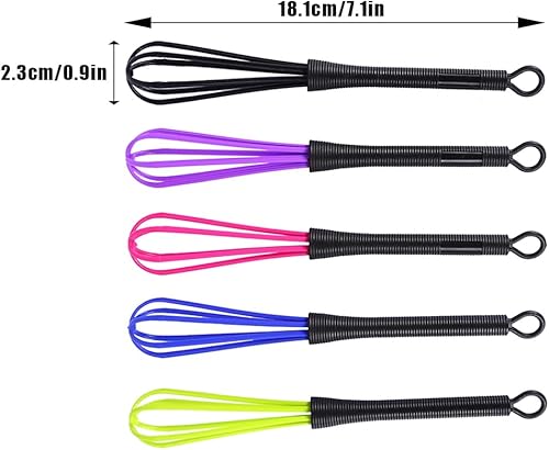 Miniatura 9 de Juego de batidores de plástico, 5 piezas de mini tinte para el cabello, agitador de crema, multicolor, herramienta mezcladora de cocina, salón de