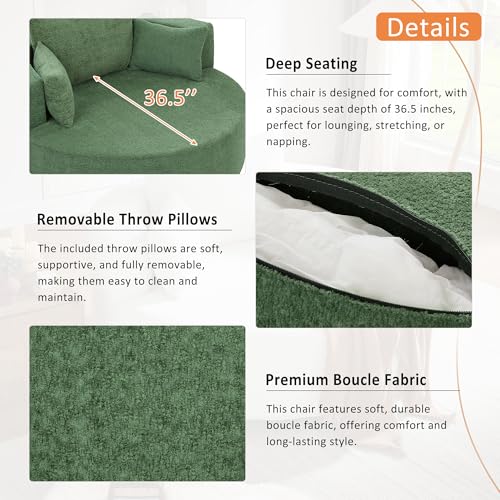 Sillón con base giratoria 360° y tapizado chenille verde miniatura 6