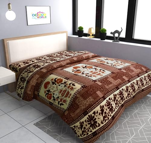 Image of MORADO Woolen Heavy Warm Fleece 210 TC Double Bedsheet with Two Pillow Covers with Zipper for Winters (90x100 Inch, Brown)