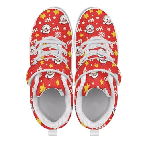 Christmas Children's Running Shoes Boys Girls Lightweight Sports Shoes Non-Slip Sneakers Hook-and-Loop Strap Shoes for Little Kid SizeUS11-153