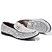 COSIDRAM Men's Glitter Dress Shoes Metallic Sequins Tuxedo Luxury Gold Buckle Loafers Slip-on Wedding Party Shoes Silver 9.5