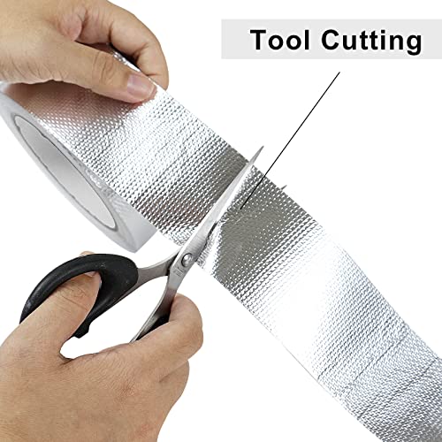Image of BOMEI PACK 1 Roll Aluminum Foil Heat Shield Cool Tape 2 Inch x 66 ft Heat Reflective Thermal Barrier Reflective Tape for Hose and Auto Use