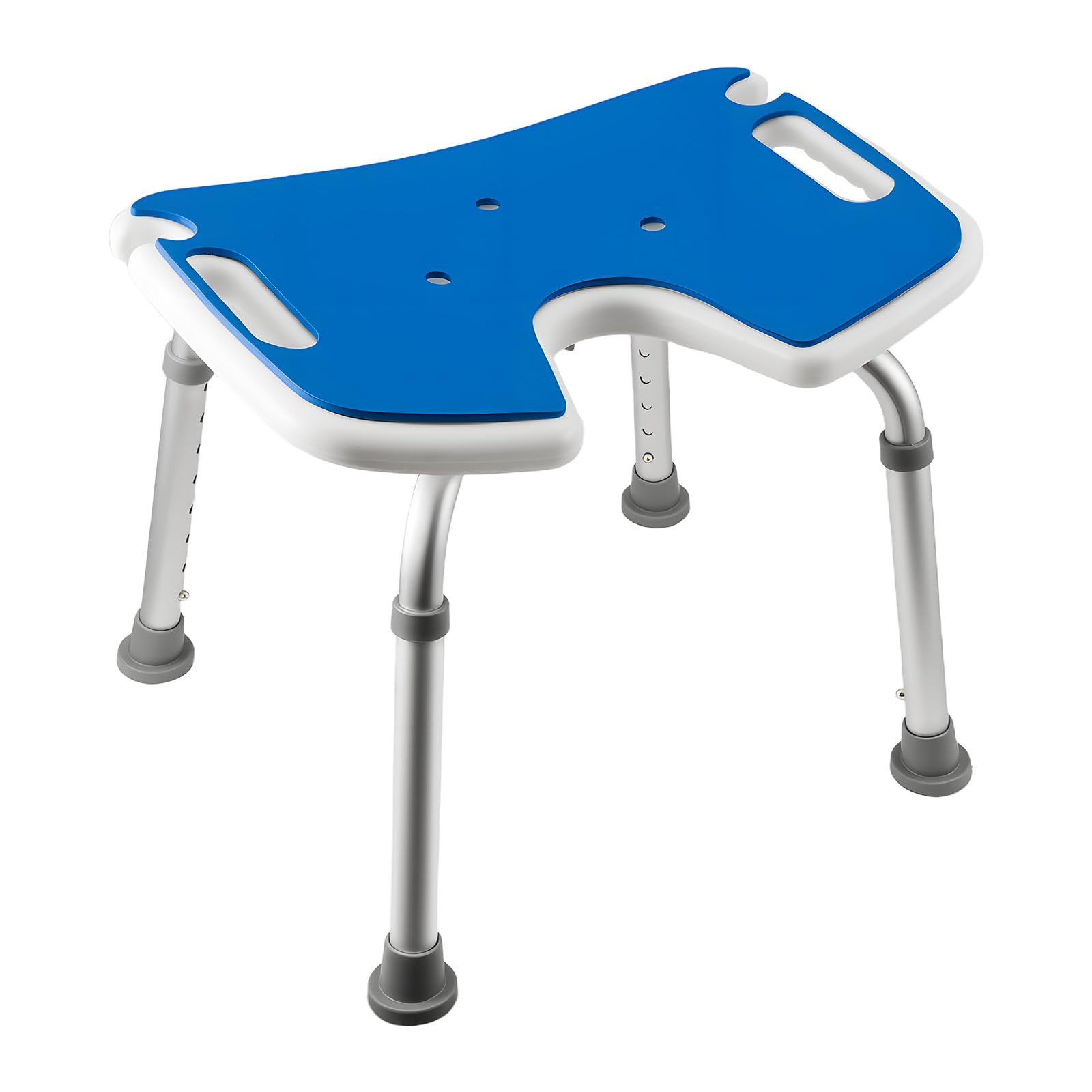 Duschhocker Höhenverstellbar Duschstuhl mit Hygieneausschnitt Griffen Badhocker 37–51 cm Rutschfester Duschsitz Leicht & Sicher für Senioren, Schwangere & Menschen mit Handicap