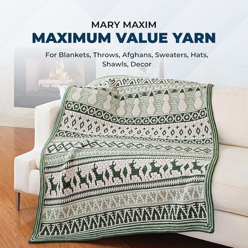 Image of Mary Maxim Maximum Value Acrylic Yarn for Crocheting and Knitting, Soft Worsted Weight Yarn 4, Ideal for Blankets, Sweaters, Hats, and Scarves, 8 oz Skein (474 Yds) (Dark Denim)