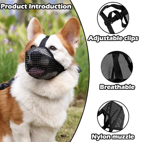 Amexo Maulkorb für Hunde, Weicher Netzmaulkorb für Kleine, Mittelgroße und Große Hunde, Verstellbare Welpenmaulkörbe zum Auffangen von Beißen, Lecken und Kauen, Ermöglicht Hecheln und Trinken (XS)