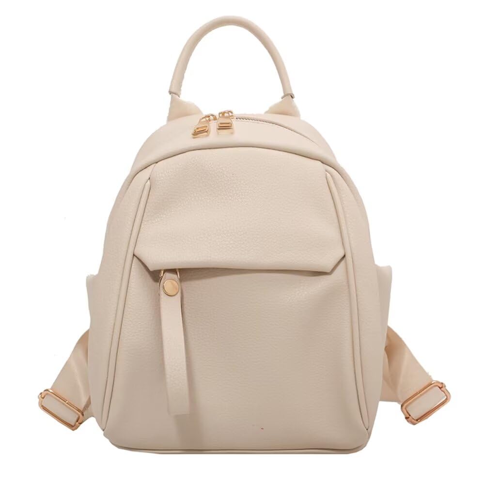 Mudono Small Backpack for Women Soft Vegan Leather Daypack Mini Water Resistant Travel Backpack Multiple Pockets Everyday Bag