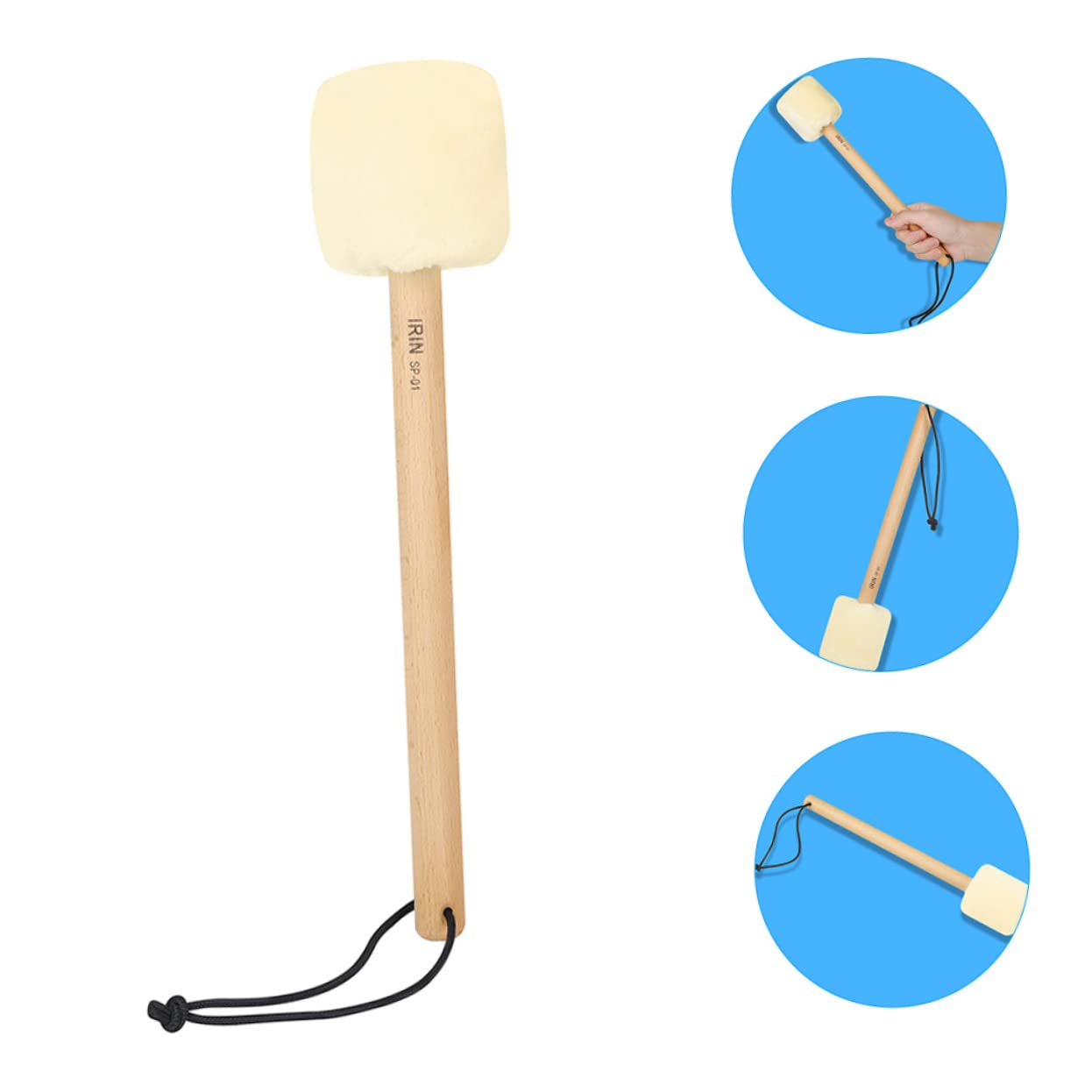 Toyvian 3 duże pałeczki do perkusji basowej dla dzieci, instrumenty muzyczne dla dzieci, instrumenty dziecięce, rakietki bębnowe z polaru, z filcu, zasilanie bębna basowego, buk