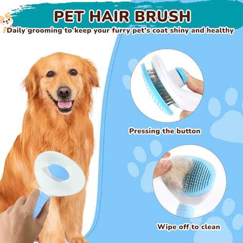 Dog Brush Grooming Kit 10pcs for Shedding, Pet Grooming Kit, Self-Cleaning Slicker Brush, Dematting Rake, Nail Clipper/Trimmer for Dogs,Cats,Rabbits& Small Animals - Image 5