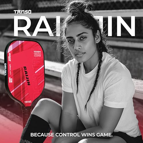 Image of TANSO Raijin Fiberglass Pickleball Paddle Starter Bundle with 2 Paddles and 4 Pickleballs and Free Carry Bag (220 Grams, Light Weight+ Hexa Core Pickleball Paddle)