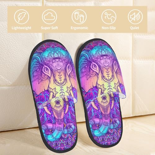Elephant In Tribal Style Print Women Slippers Home Furry Shoes Keep Men Couples Shoes Warm For Women-3