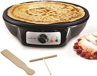 Nonstick 12-Inch Electric Crepe Maker - Aluminum Griddle Hot Plate Cooktop with Adjustable