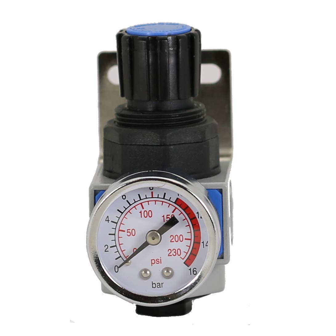 UFFY Industrial Pneumatic Air Regulator for Tools Operating 0 to 145 PSI with Wall Mount Bracket