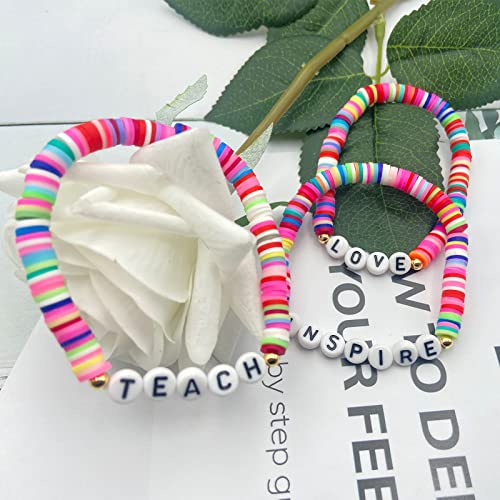 Beaded Teacher Bracelet for Women Teacher Appreciation Gifts Bracelet Love Teach Inspire Beaded Teacher Bracelets Appreciation Gifts - Image 4
