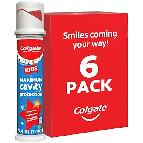 Colgate Kids Toothpaste Pump with Fluoride, Anticavity & Cavity Protection Toothpaste Cover