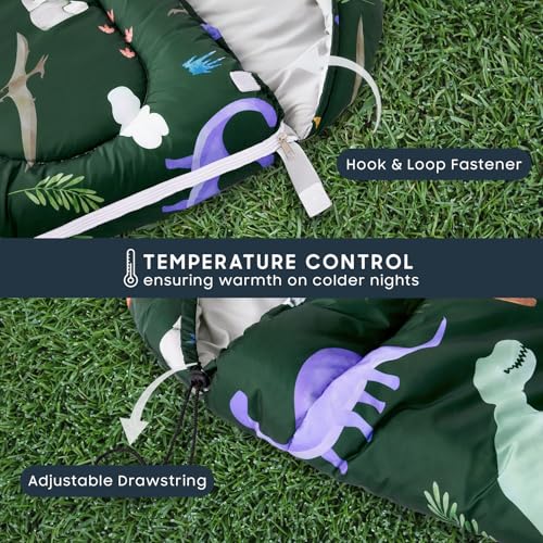 Wake In Cloud Kids Sleeping Bag para Niños para Camping, Dinosaurio miniatura 5