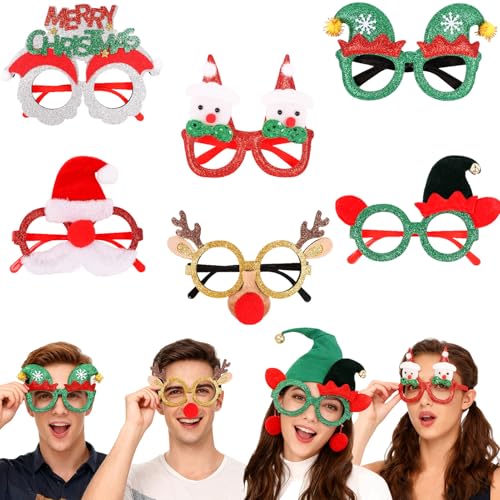 Tankermo 6 Stück Weihnachtsbrille Set,Lustige Weihnachten Brillen...