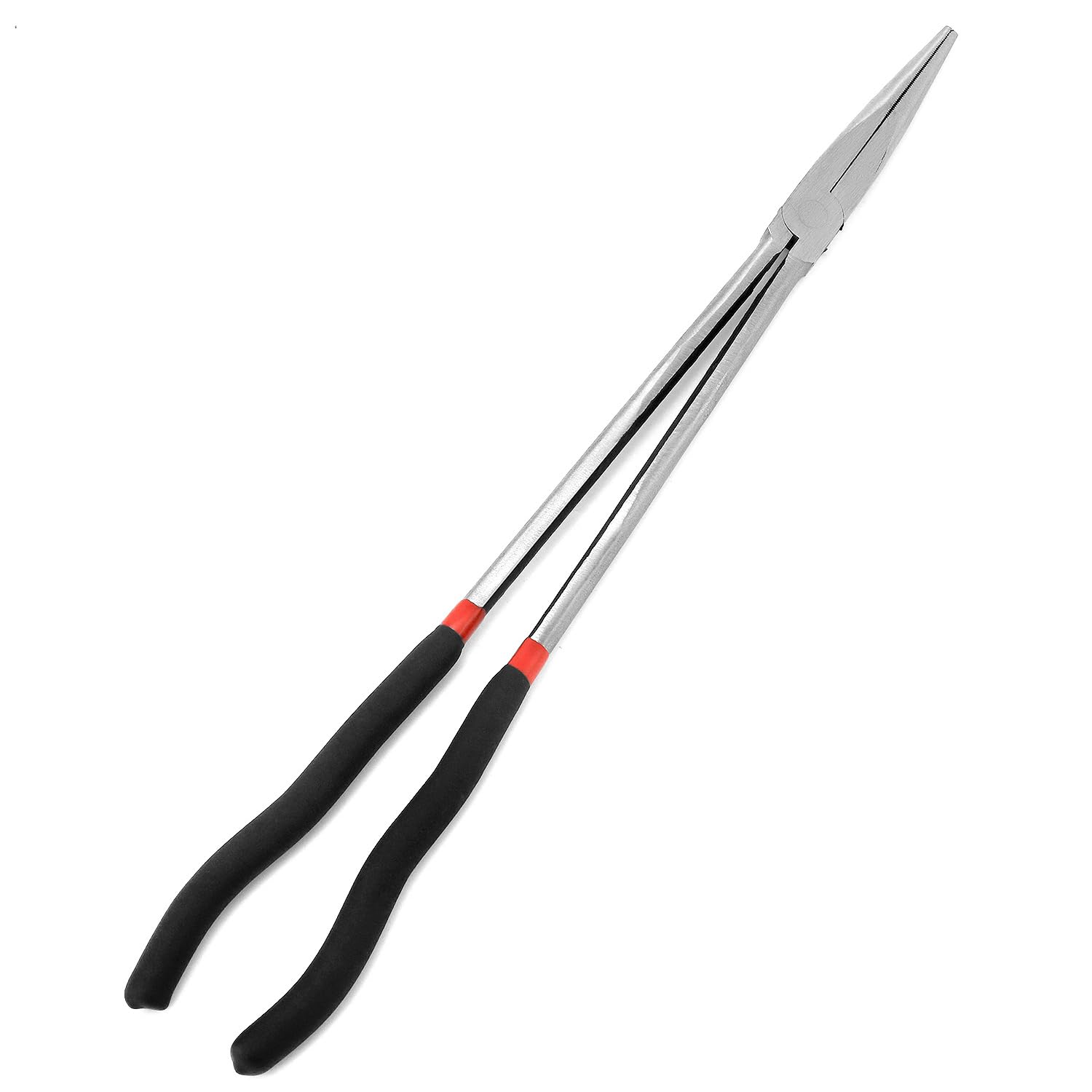 QWORK® Pinza a becchi extra lunghi dritta 400 mm, acciaio di alta qualità, manici antiscivolo, pinza multifunzionale