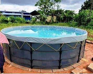 4 Diameter 650 GSM Round Tarpaulin Sheet for biofloc Fish Farming Tank (4 Diameter, White, Blue, Black, Grey)