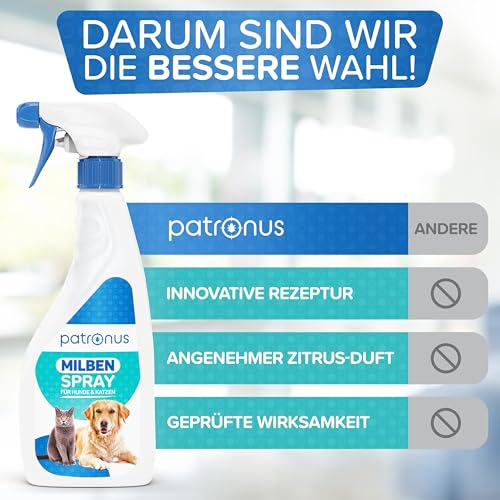 Milbenspray Hunde & Katzen, effektive Milben-Abwehr 500ml mit ätherischen Ölen - Grasmilben Spray für Hunde & Katzen, Milbenspray Hund, Milbenspray Katze - dezenter Duft, wirksam und laborgeprüft