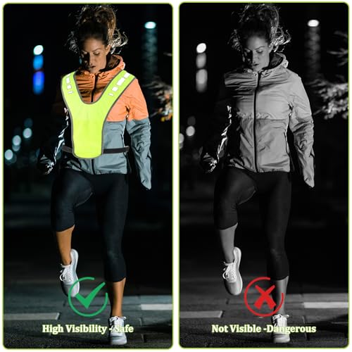 JIEYAO Reflektierende Weste, Einstellbar Sicherheitsweste Warnweste Fahrrad Atmungsaktiv Laufweste mit Tasche Reflektorweste Damen Herren Reflektoren Kleidung für Joggen Wandern Nacht Radfahren Laufen