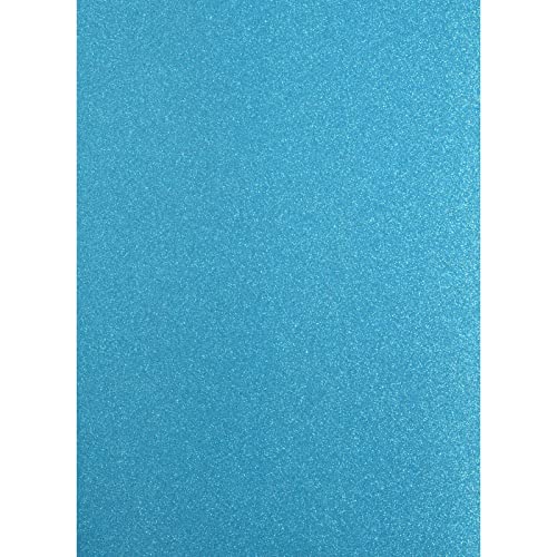 Florence Papier Pailleté Bleu - A4 - 5 - 350 g/m² - Turqoise - Papier Cartonné à Paillettes pour Loisirs Créatifs, Scrapbooking et Cartes de Vœux