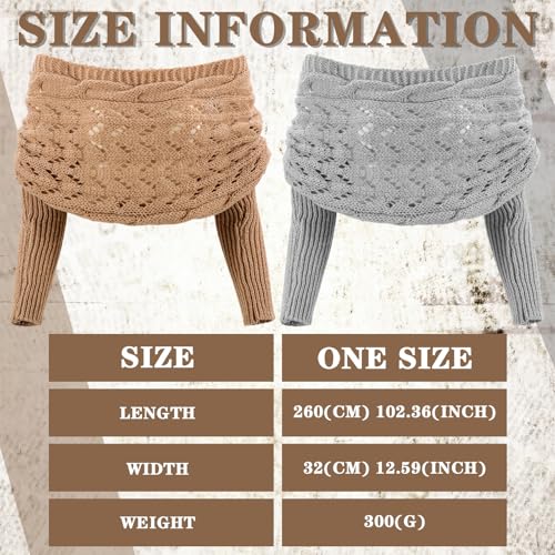 Image of Geyoga 2 Pcs Scarf with Sleeves for Women Knitted Wrap Sweater Scarf with Sleeves Shrugs for Women Wrap Shawl