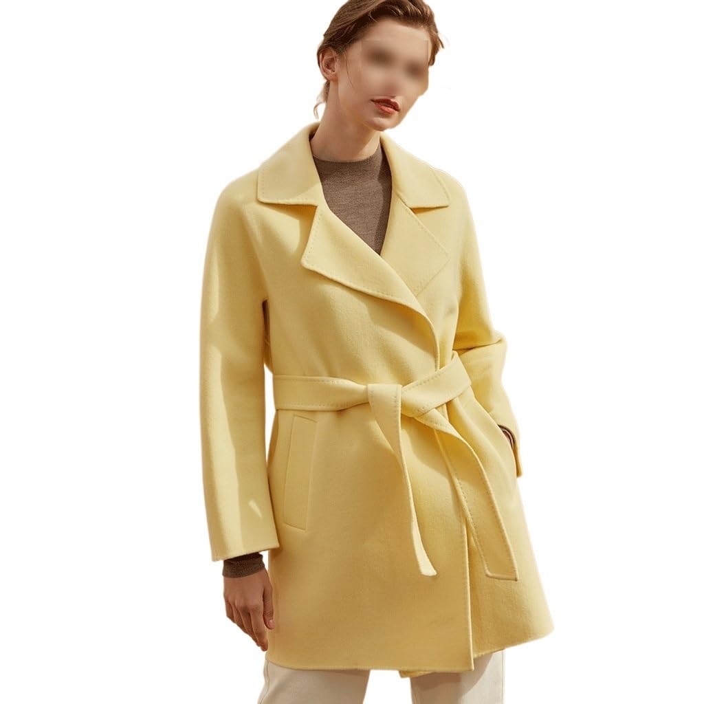 Amazon.com: ZUIAI Light Yellow High-end Double-Sided Cashmere Coat