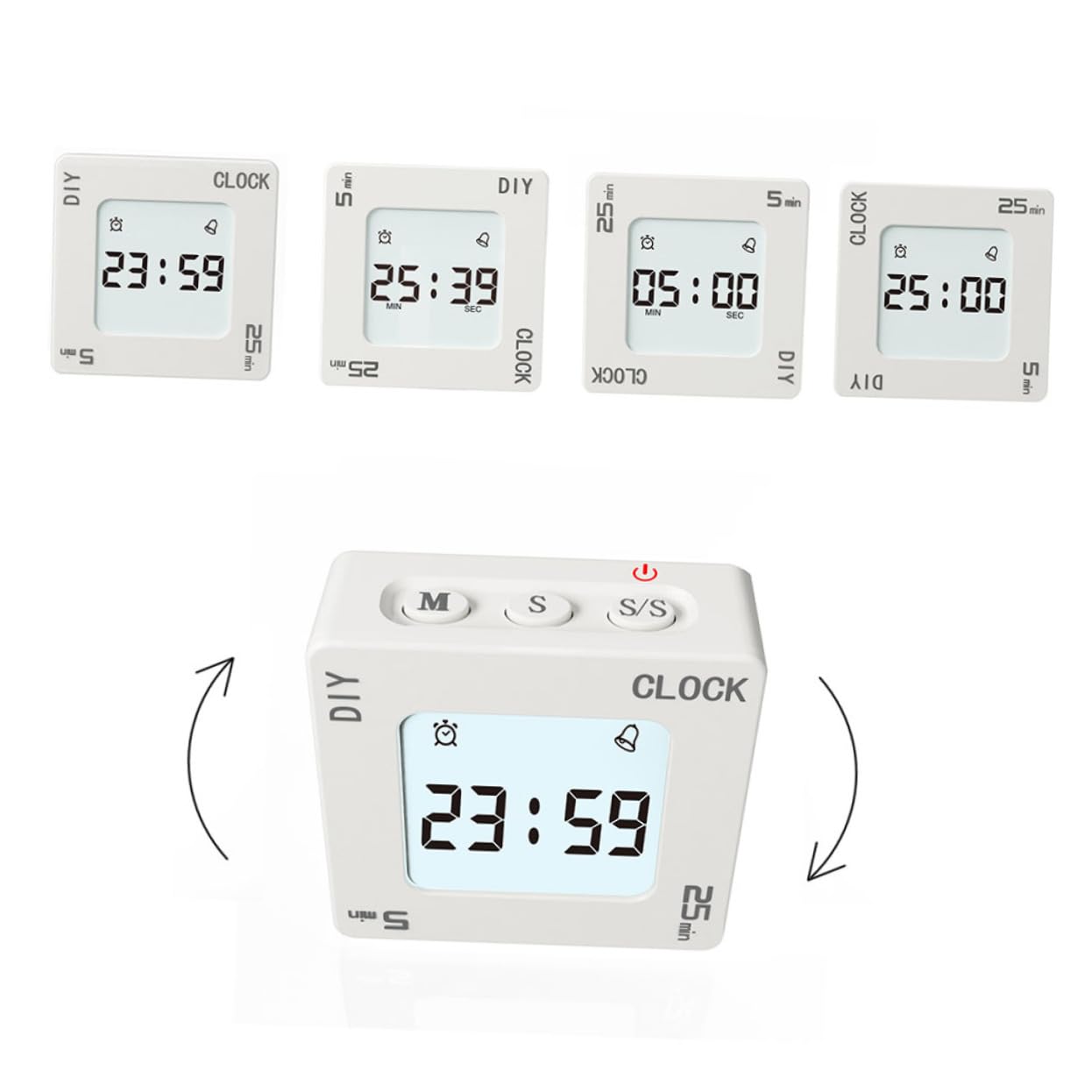 IMIKEYA 2pièces Minuteur Électronique Portable à avec Alarme Et Écran Lumineux Chronomètre pour Cuisine Bureau Blanc sans Batterie