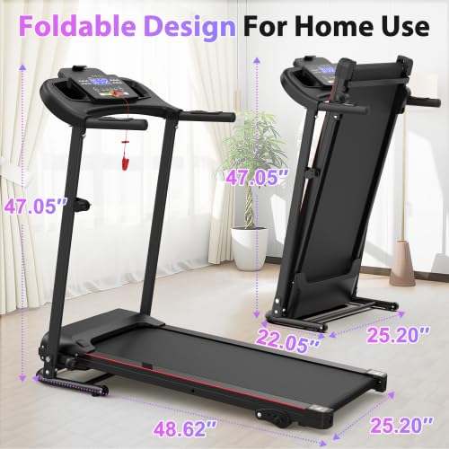 Image of Under Desk Treadmill, 2.5HP Folding Treadmill with 265 lbs Capacity - Incline Walking Pad for Home, 12 Programs, Compact & Portable for Small Spaces and Apartments