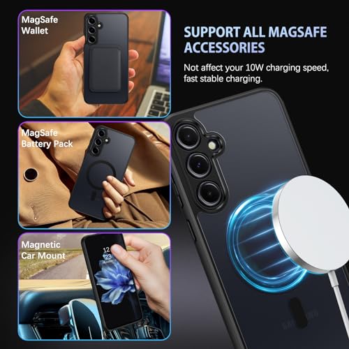 Image of BENTOBEN for Samsung Galaxy A55 5G Case, Compatible with Mag-Safe, Slim Anti-Scratch Shockproof Design, Camera Protection Bumper, Matte Hard Back Cover for Galaxy A55 5G (2024), PC & TPU, Black