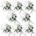Men Wedding Boutonniere Wedding Flowers Buttonholes Accessories Groom Groomsman Prom Party Suit Decoration (8, White, Silver Gray)