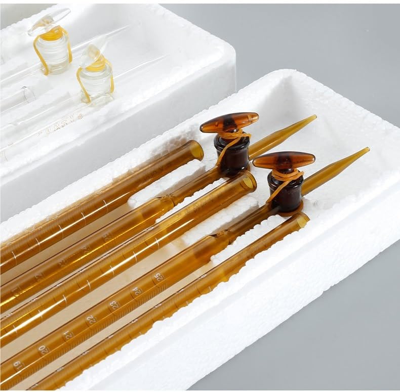 Bureta de Vidrio Clase A con Llave PTFE - Transparente o Ámbar, 10ml a 100ml, Resistente a Ácidos y Álcalis para Titulación Lab(White acidic burette-50ml)