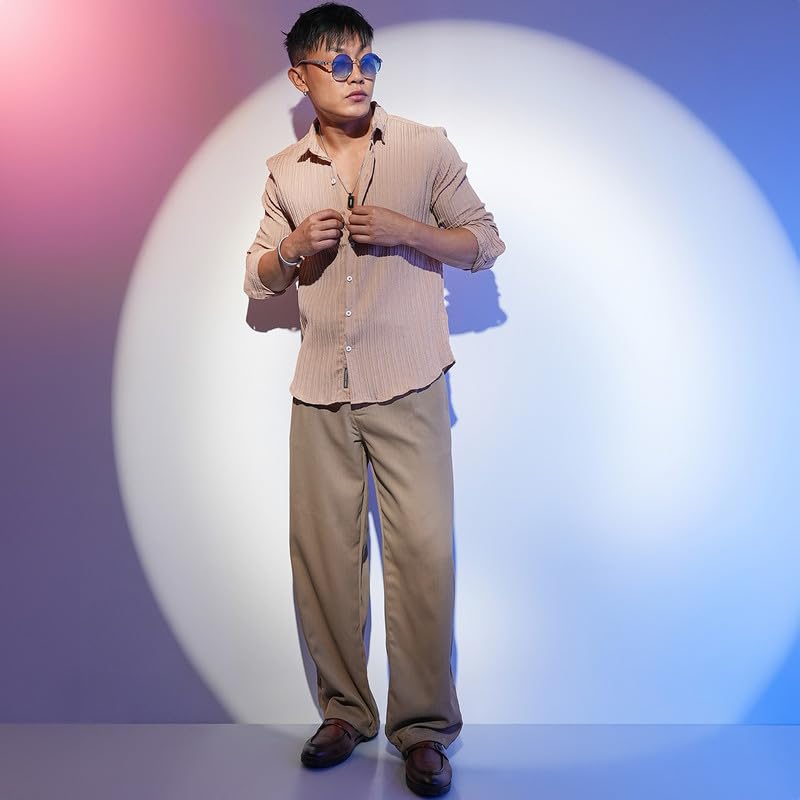 Image of CAHOOT Men's Solid Utility Shirt | Casual Wear | Spread Collar | Long Sleeve | Button Closure | Shirt Crafted with Comfort Fit for Everyday Wear