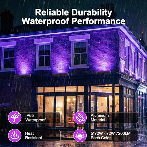 Image of Smart Flood Lights Outdoor Color Changing, 360W RGBCW Wall Washer, WiFi App & RF Remote, 2700K-6500K Tunable White, Voice Control, IP65 Waterproof, Music Sync, Timer
