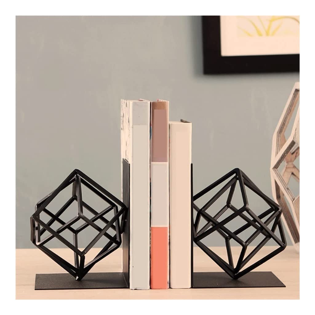 Moderne schwarze Metall-Buchstützen – geometrische dekorative Buchstützen für Regale – stilvolles, einzigartiges Design für Zuhause und Büro