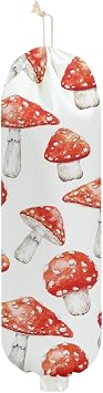 Mushroom Plastic Bag Holder for Kitchen Essentials, Wall Mount Grocery Bag Holder for Plastic Bags, Reusable Large Grocery Bags Storage Dispenser for Home Kitchen, Cute Mushroom Gifts for Women