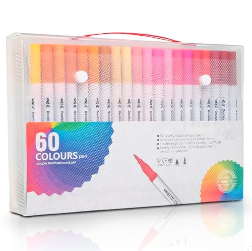 Bobbie Goods: Sucesso Mundial dos Livros de Colorir – Saiba Como Identificar o Original 6 Kit de Canetas Artísticas 60 Cores Ponta Dupla Base de Água Ideal...