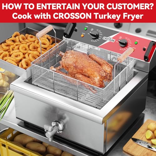 CROSSON 24Lbs Electirc Triple Basket Turkey Fryer With Oil Drain Spout,Oil Drain Rack,Commercial Countertop Donut Deep Fryer To Fry a Whole Fish or Turkey by crosson - Image 6