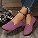 Women's Knitted Flat Shoes Slip On Casual Breathable Mesh Walking Shoes Fashion Round Toe Shoe Lightweight Loafers Flats Comfortable Non Slip Footwear Purple