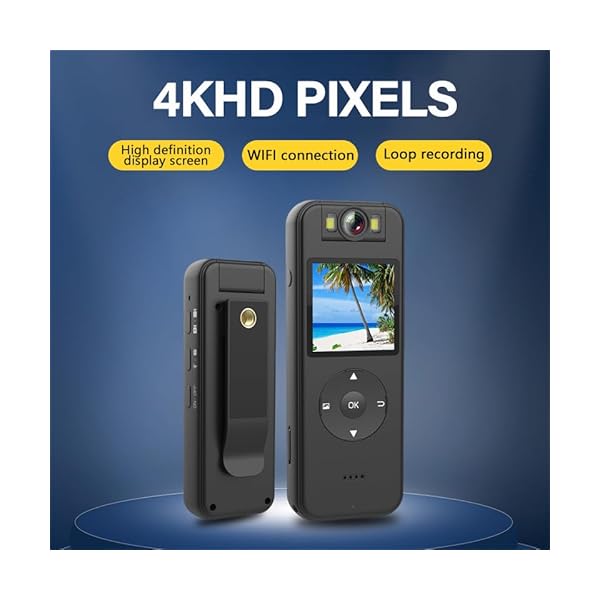 4K HD portable camera with WiFi and loop recording features.