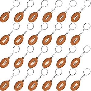 Blulu 30 Pack Soccer Keychains Soccer Stress Ball Sports Ball Keychains Soccer Key Chain for Boys School Carnival Reward, Party Bag Gift Fillers (Rugby)