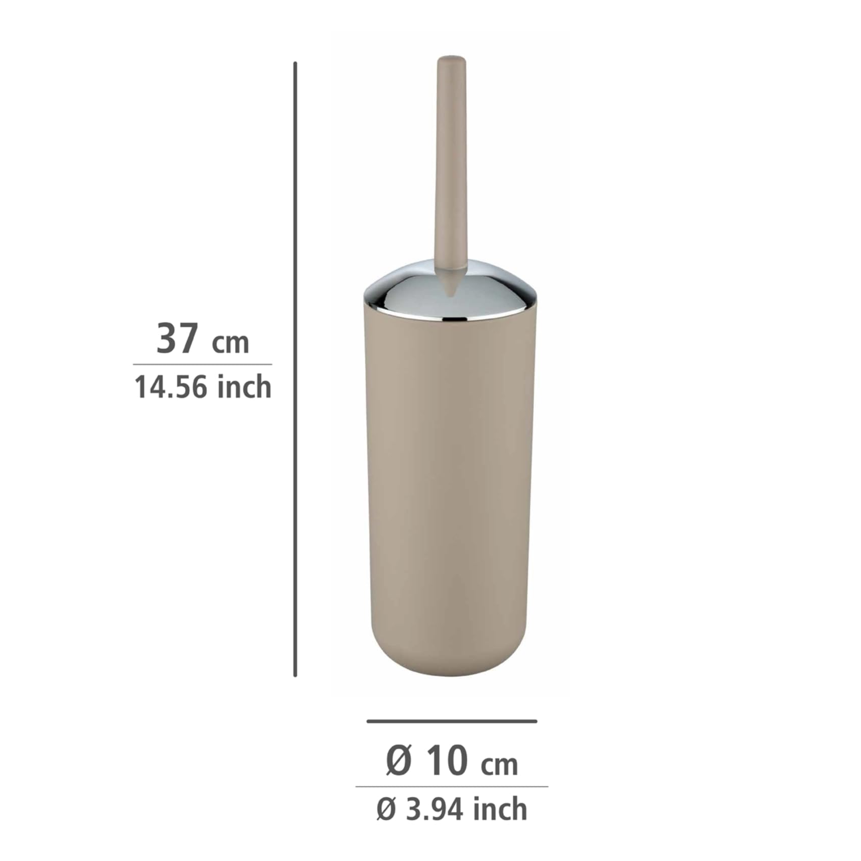 Bad-Accessoire Set Mod. Brasil, 4-teilig bestehend aus Zahnputzbecher, 320 ml Seifenspender, Kosmetikeimer 6,5 Liter & WC-Garnitur inkl. WC-Bürste, aus bruchsicherem Spezialkunststoff, Taupe